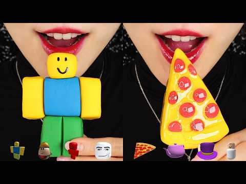ROBLOX FOOD IN REAL LIFE ASMR ROBLOX MUKBANG ASMR SUGAR FONDANT, WAX CANDY ASMR 🍕