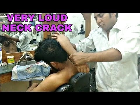 Indian salon Head and body massage with loud Neck cracking by asim barber