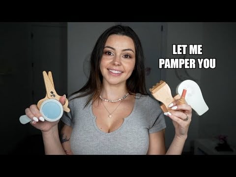 ASMR Pampering You After a Long Day | Hair Brushing, Skincare, & Wooden Toy Triggers