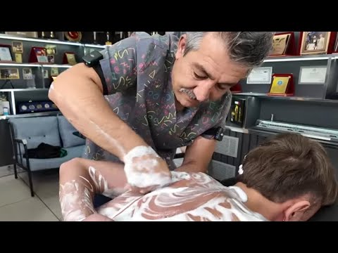 ASMR Barber Style Back Massage 🧼 Soap Foam Relaxation & Training