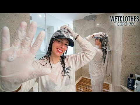 ASMR Wetclothes - latex gloves - hair wash - scalp massage - foam sounds 