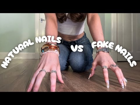 ASMR Natural nails VS fake nails floor tapping and scratching