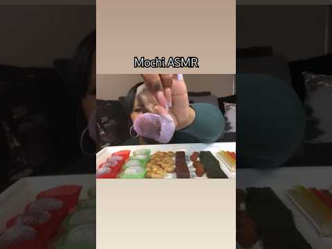 Trying Ube #mochi for the first time! #asmr #mukbang #longnailsasmr #asmrsounds #asmrcommunity
