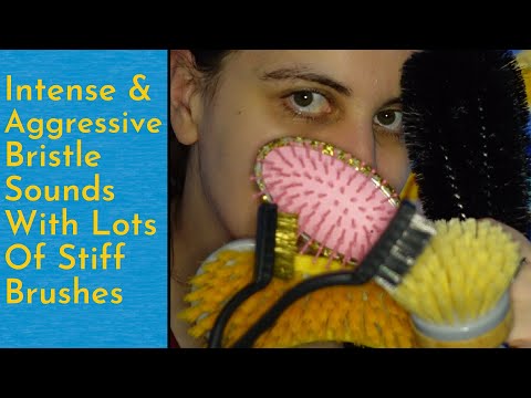 ASMR Intense & Aggressive Bristle Sounds (Off The Mic) Stiff Bristle Cleaning Brushes & Hair Brushes