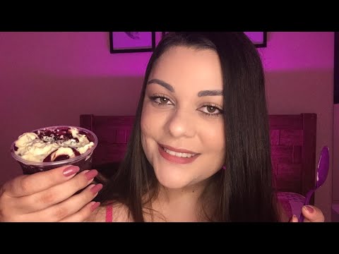 ASMR: Comendo Açaí Com Recheio De Laka E Oreo (Sons de boca intensos)