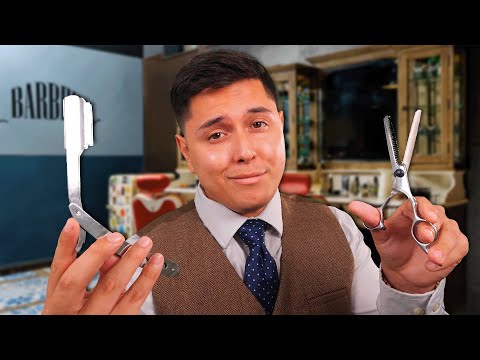 ASMR | 1960's Vintage Haircut & Shave Session | Barbershop Roleplay