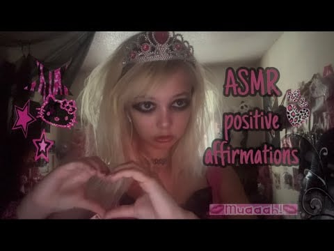 ASMR positive affirmations🖤🫶🏻 (scene girl rambling + hand visuals)