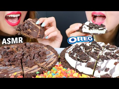 ASMR ICE CREAM PIZZA (OREO + CHOCOLATE BROWNIE) 아이스크림 피자 리얼사운드 먹방 アイスクリーム 冰淇淋 Kem cây | Kim&Liz ASMR