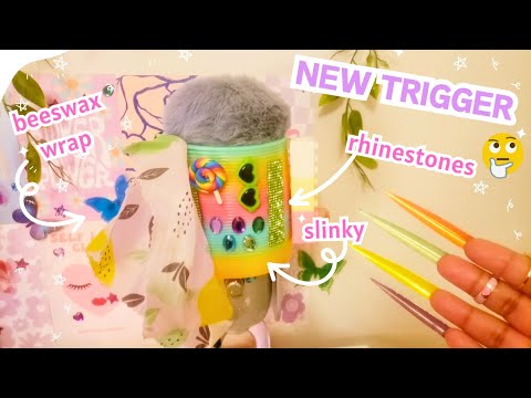 New Trigger ! Slinky Obstacle Course Triggers , Beeswax Wrap Tapping , Scratching with Long Nails