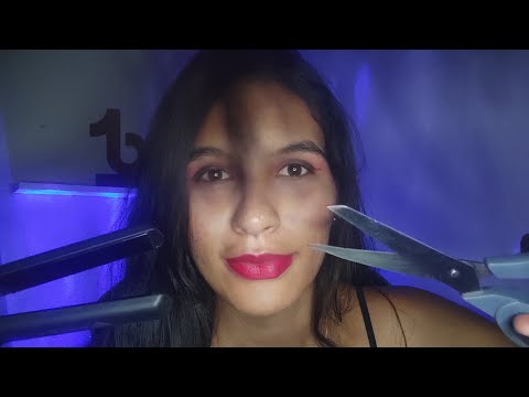 ASMR AMIGA CORTANDO SUA FRANJA E FAZENDO CHAPINHA