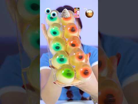 ASMR Emoji Gummy Eggs Eyeballs, Shooter Cream #shorts