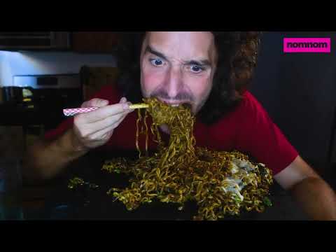 ASMR CHEESY BLACK BEAN NOODLE  JAJANGMYEON ANGRY EATING NO TALKING   NOMNOMSAMMIEBOY