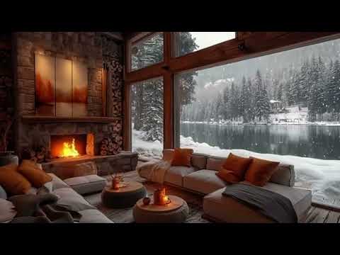 Cozy Peaceful Music Playing in a Winter Ambience Sounds for Relaxing and Sleeping