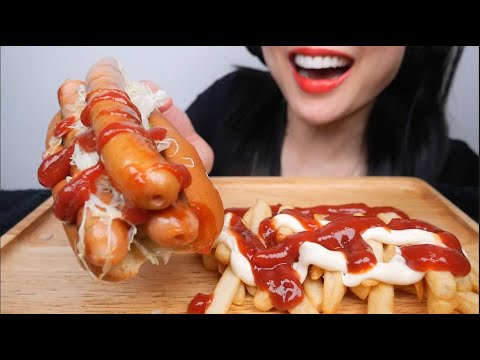 TRIPLE JAPANESE HOT DONGS + SLIME DESSERT (ASMR EATING SOUNDS) LIGHT WHISPERS | SAS-ASMR