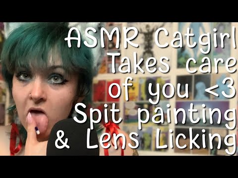 #ASMR Catgirl Takes Care of You Spit Painting Lens Licking #Roleplay