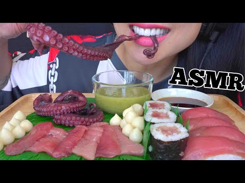 ASMR SASHIMI *TUNA + OCTOPUS (SOFT RELAXING EATING SOUNDS) LIGHT WHISPERS | SAS-ASMR