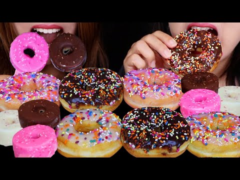 ASMR DONUT PARTY! STRAWBERRY, CHOCOLATE, & VANILLA SPRINKLE DONUT ICE CREAM BARS & DUNKIN DONUTS 먹방