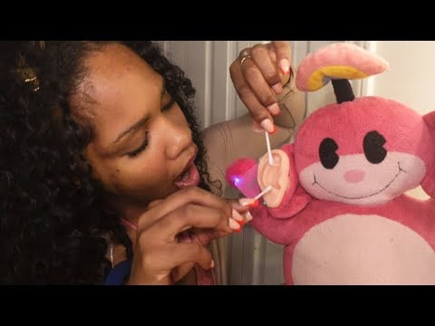 ASMR Ear Eating, Massage & Cleaning (gum chewing & tongue ring sounds)