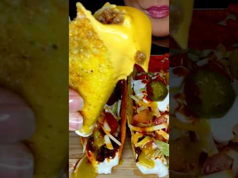 Nacho Cheese Crunchy Tacos #asmr #tacos #food #shorts #mukbang