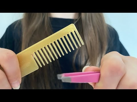 ASMR Doing your eyebrows | hair combing | actual camera touching | lo-fi | no talking | lens combing
