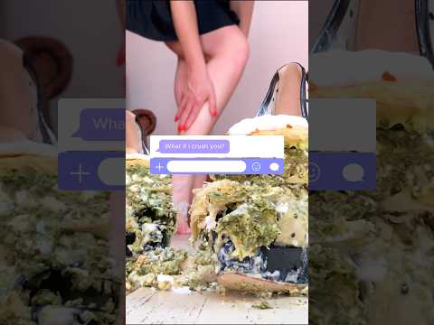 Pea vs. Spanakopita! Crushing Food in High Heels! Oddly Satisfying! ASMR