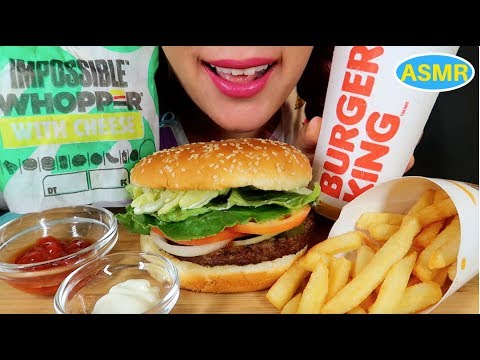 ASMR BURGER KING IMPOSSIBLE WHOPPER EATING SOUND |버거킹 임파서블 와퍼 리얼사운드 먹방 |CURIE.ASMR