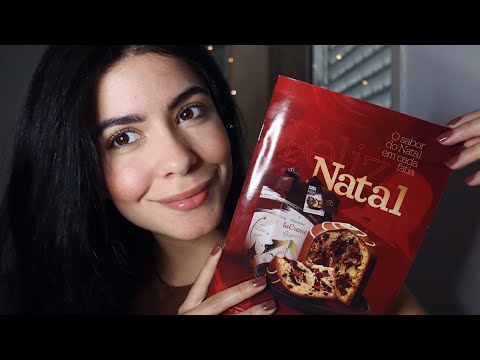 ASMR FOLHEANDO REVISTA CACAU SHOW E MASCANDO CHICLETE