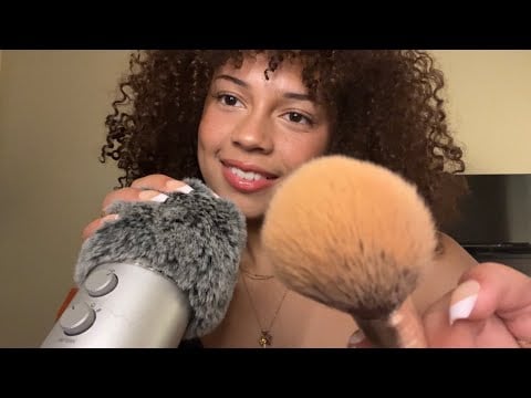 ASMR personal attention! head massage, hair brushing, face brushing, positive affirmations, lipgloss