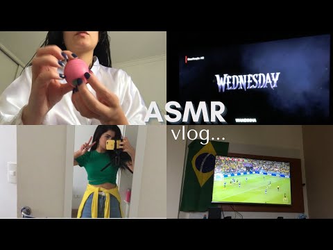 ASMR VLOG - jogo do Brasil; celular novo; chuva e gravação