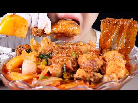 ASMR Spicy Braised Chicken | Dakbokkeumtang 닭볶음탕 | Korean Home Meal | Eating Sounds Mukbang