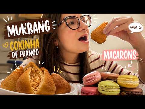 MUKBANG COMENDO COXINHA E MACARONS #asmr #mukbang