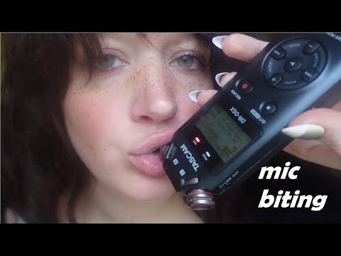 mic biting with tapping and touching the mic (ASMR, INTENSE mouth sounds, ear eating)