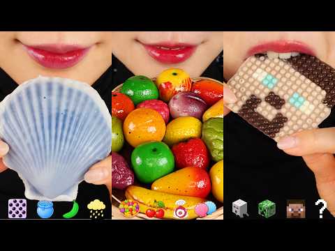 18MINS MUKBANG ASMR FRENCH DESSERT, WAX CANDY, MINECRAFT FOOD, PASTRY, JELLY ASMR❤️