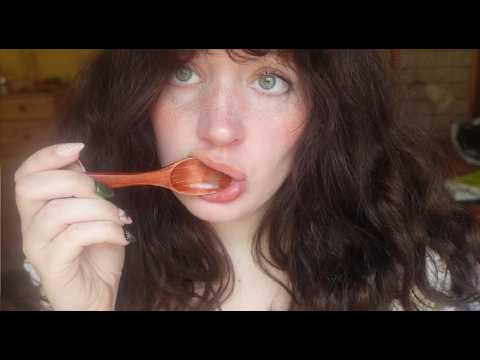 6 mouth sounds you will love ASMR (no talking) wooden spoon, honey spoon, fake chocolate and more