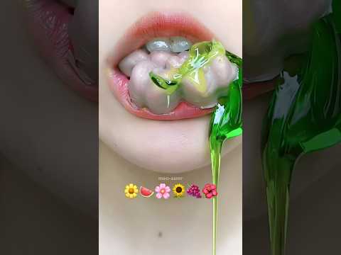 Asmr Eating Wax Candy Honey 🌻🍇🍉 #meoasmr #mukbang #emojichallenge #satisfying #asmr