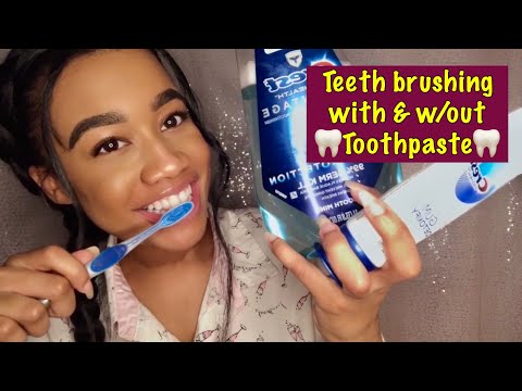 ASMR brushing my teeth with toothpaste and dry teeth brushing