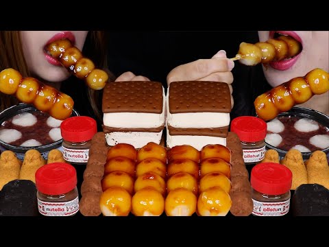 ASMR OUR FAVORITE SOFT DESSERTS (DANGO, BABY NUTELLA, BIG ICE CREAM SANDWICHES, MOCHI ICE CREAM CUP