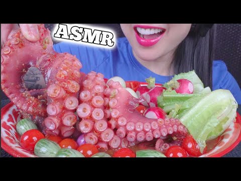 ASMR BEST WAY TO EAT OCTOPUS (SPICY THAI SALAD SAUCE) EATING SOUNDS | NO TALKING | SAS-ASMR