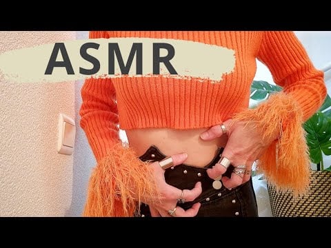 ASMR FULL OUTFIT SCRATCHING | RIBBED ORANGE SWEATER & METAL STUDS PANTS | NO TALKING | DEEP SLEEP 😴🧡