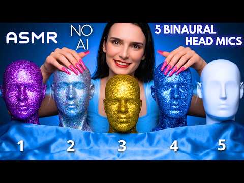 ASMR with 5 BINAURAL HEAD MICS 😱 Mic Scratching , Tapping & Massage to SLEEP FAST 😴 No Talking 4K