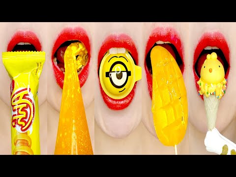 ASMR YELLOW Emoji Food Eating sounds Honey Jelly 노란색 먹방 Mukbang