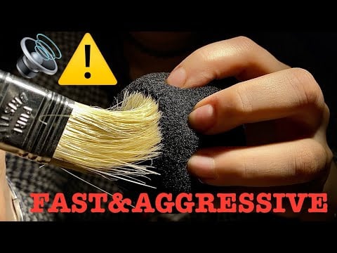 ASMR |⚠️EXTREME FAST AGGRESSIVE LOUD MIC SCRATCHING TAPPING RUBBING MASSAGE. With hands and brush.