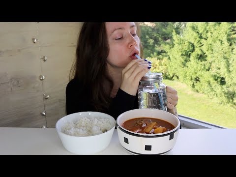 ASMR Whisper EATING SOUNDS | Beefless Stew & Rice | Mukbang | Eating Show