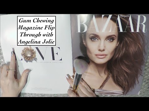 [ASMR] Magazine Flip Through | Gum Chewing | ANGELINA JOLIE | Whispered