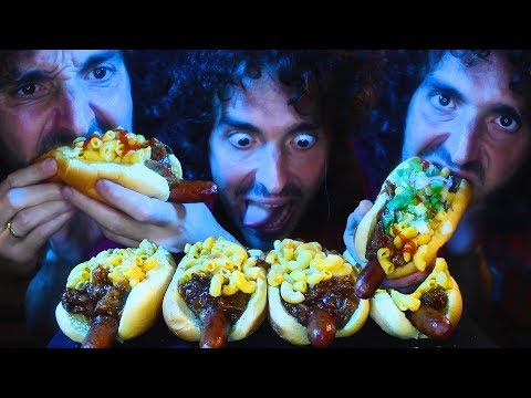 ASMR PULLED PORK + MAC n CHEESE  * HOT DOGS *  ! MESSY EATING NO TALKING | Nomnomsammieboy