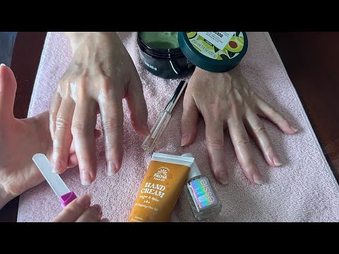 ASMR | Hand and Nail Therapy 💅 Cleanse, Scrub, Nails, Lotion, Oil 🧴 (mouth sounds)