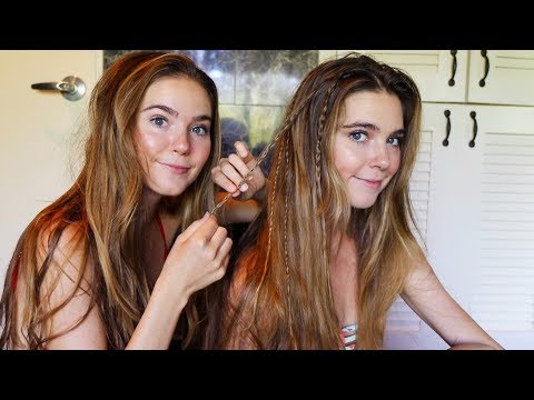 ASMR TWINS Hair Brushing, Hawaii Braiding Hair, Soft Chit Chat & Singing (whispered)