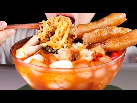 ASMR Spicy Cold Fire Noodles with Fried Beef Intestines | Buldak Naengmyeon with Daechang | Mukbang