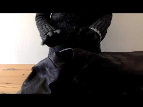 ASMR Mummy Black Leather Gloves on Black Leather Trench Coat