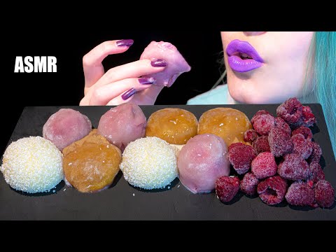 ASMR: ICE CREAM MOCHI & FROZEN RASPBERRIES | Coconut, Berry, Caramel 🍦 ~ Relaxing [No Talking|V] 😻